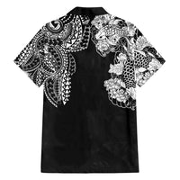 Japanese Irezumi and Hawaiian Polynesian Art Tattoo Family Matching Off Shoulder Short Dress and Hawaiian Shirt Black Color LT03 - Polynesian Pride