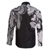 Japanese Irezumi and Hawaiian Polynesian Art Tattoo Family Matching Short Sleeve Bodycon Dress and Hawaiian Shirt Black Color LT03 - Polynesian Pride