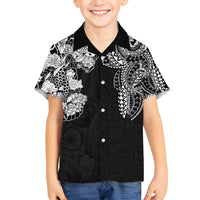 Japanese Irezumi and Hawaiian Polynesian Art Tattoo Family Matching Tank Maxi Dress and Hawaiian Shirt Black Color LT03 Son's Shirt Black - Polynesian Pride