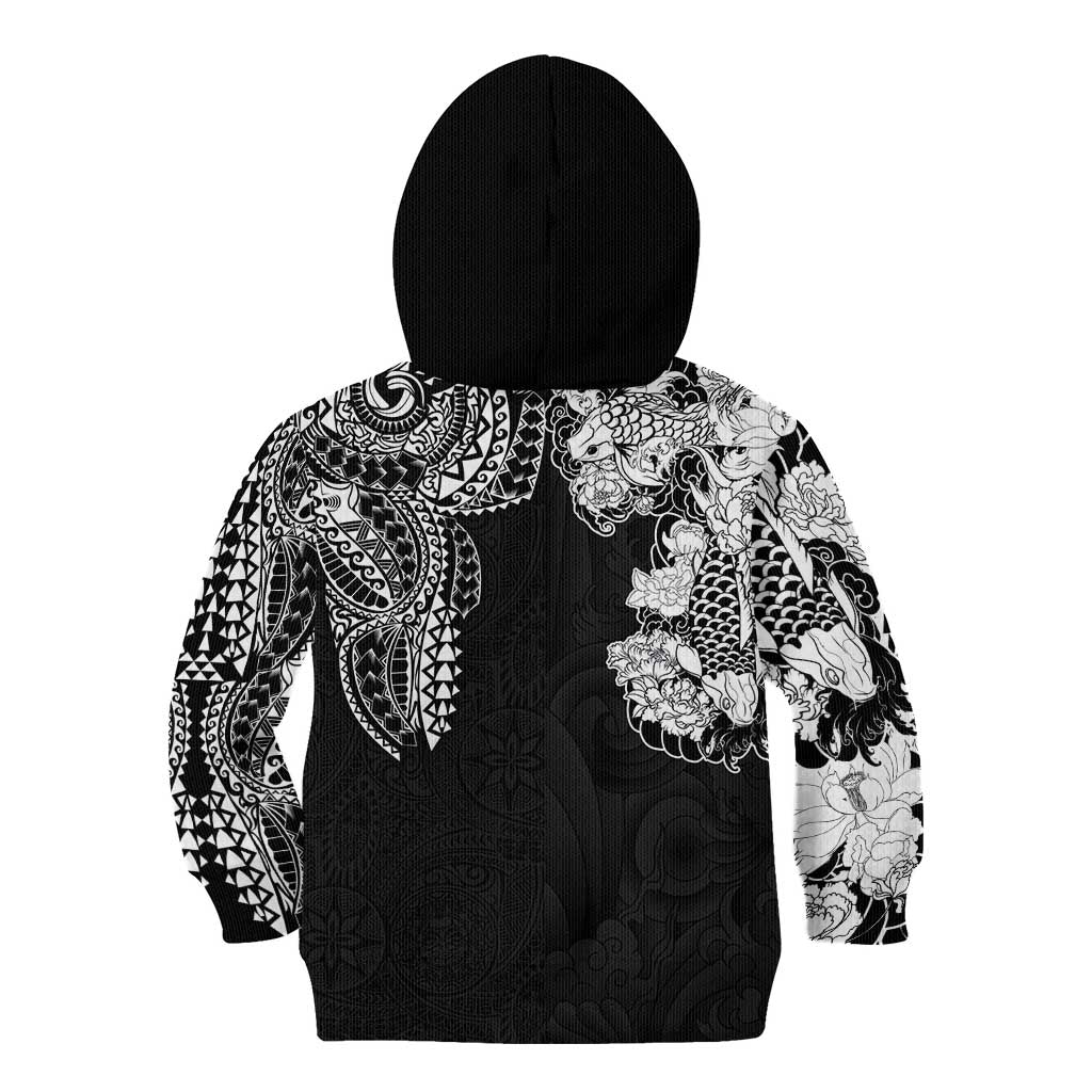 Japanese Irezumi and Hawaiian Polynesian Art Tattoo Kid Hoodie Black Color - Polynesian Pride
