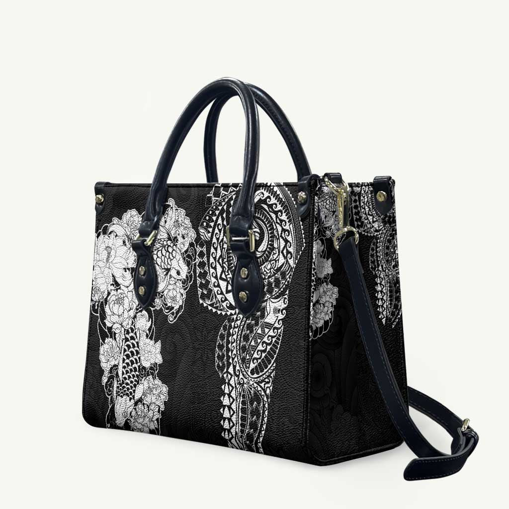 Japanese Irezumi and Hawaiian Polynesian Art Tattoo Leather Bag Black Color LT03 Black - Polynesian Pride