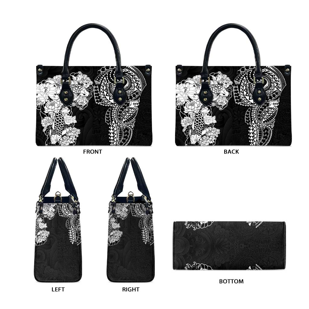 Japanese Irezumi and Hawaiian Polynesian Art Tattoo Leather Bag Black Color LT03 - Polynesian Pride