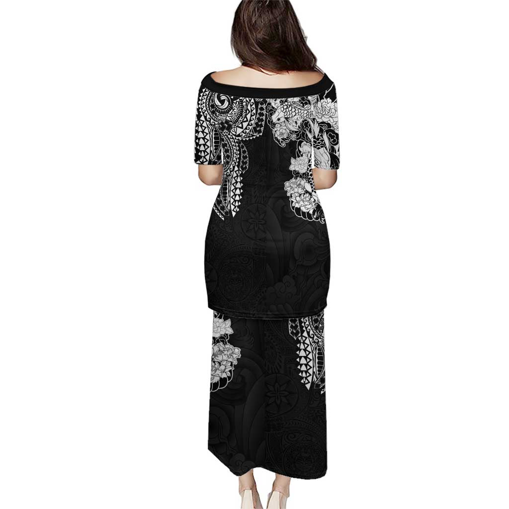 Japanese Irezumi and Hawaiian Polynesian Art Tattoo Puletasi Black Color - Polynesian Pride