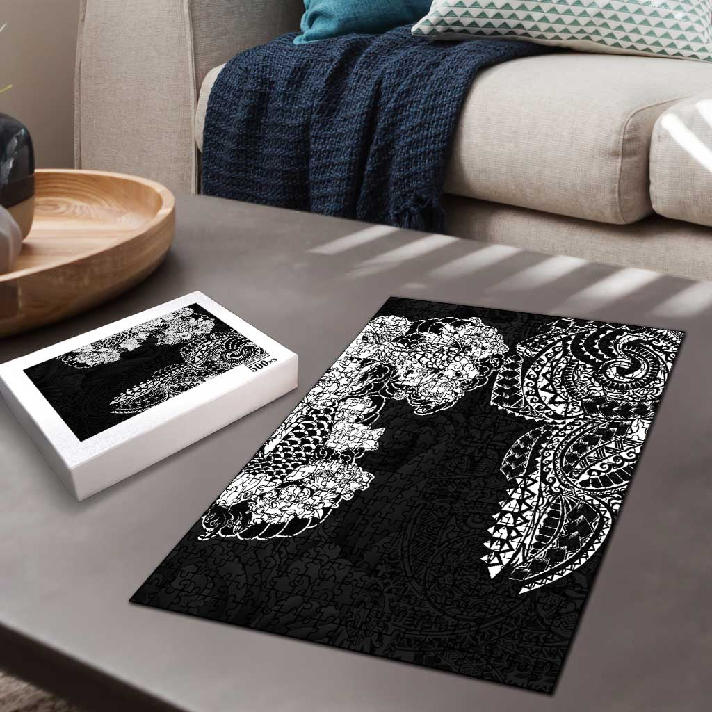 Japanese Irezumi and Hawaiian Polynesian Art Tattoo Puzzle Black Color - Polynesian Pride