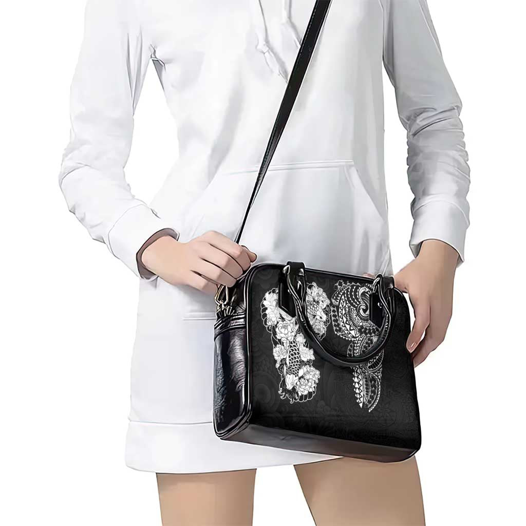 Japanese Irezumi and Hawaiian Polynesian Art Tattoo Shoulder Handbag Black Color - Polynesian Pride