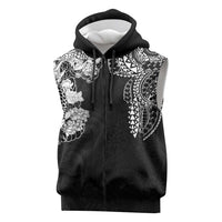 Japanese Irezumi and Hawaiian Polynesian Art Tattoo Sleeveless Zip Hoodie Black Color - Polynesian Pride