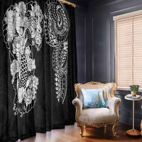 Japanese Irezumi and Hawaiian Polynesian Art Tattoo Window Curtain Black Color - Polynesian Pride