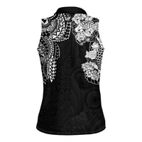 Japanese Irezumi and Hawaiian Polynesian Art Tattoo Women Sleeveless Polo Shirt Black Color LT03 - Polynesian Pride
