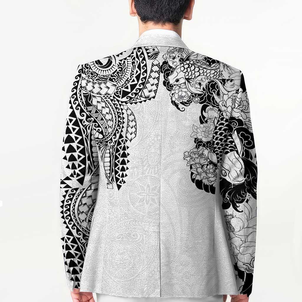 Japanese Irezumi and Hawaiian Polynesian Art Tattoo Blazer White Color LT03 - Polynesian Pride