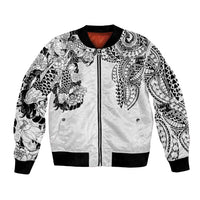 Japanese Irezumi and Hawaiian Polynesian Art Tattoo Bomber Jacket White Color LT03 Unisex White - Polynesian Pride