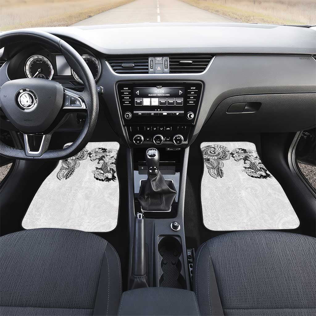 Japanese Irezumi and Hawaiian Polynesian Art Tattoo Car Mats White Color - Polynesian Pride