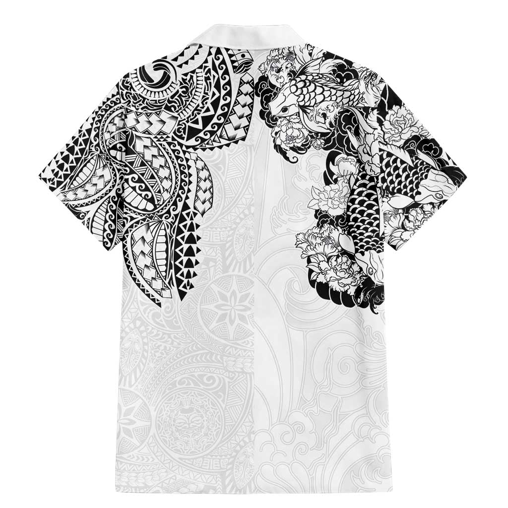 Japanese Irezumi and Hawaiian Polynesian Art Tattoo Family Matching Mermaid Dress and Hawaiian Shirt White Color LT03 - Polynesian Pride