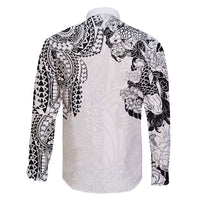 Japanese Irezumi and Hawaiian Polynesian Art Tattoo Family Matching Off Shoulder Short Dress and Hawaiian Shirt White Color LT03 - Polynesian Pride