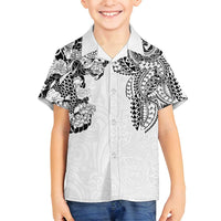 Japanese Irezumi and Hawaiian Polynesian Art Tattoo Family Matching Summer Maxi Dress and Hawaiian Shirt White Color LT03 Son's Shirt White - Polynesian Pride