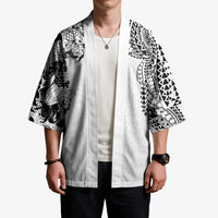 Japanese Irezumi and Hawaiian Polynesian Art Tattoo Kimono White Color LT03 - Polynesian Pride
