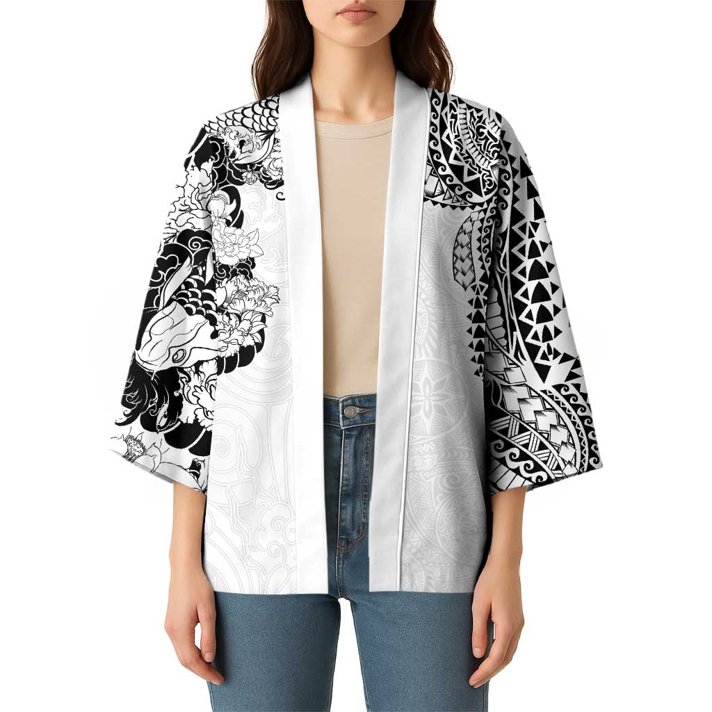 Japanese Irezumi and Hawaiian Polynesian Art Tattoo Kimono White Color LT03 - Polynesian Pride