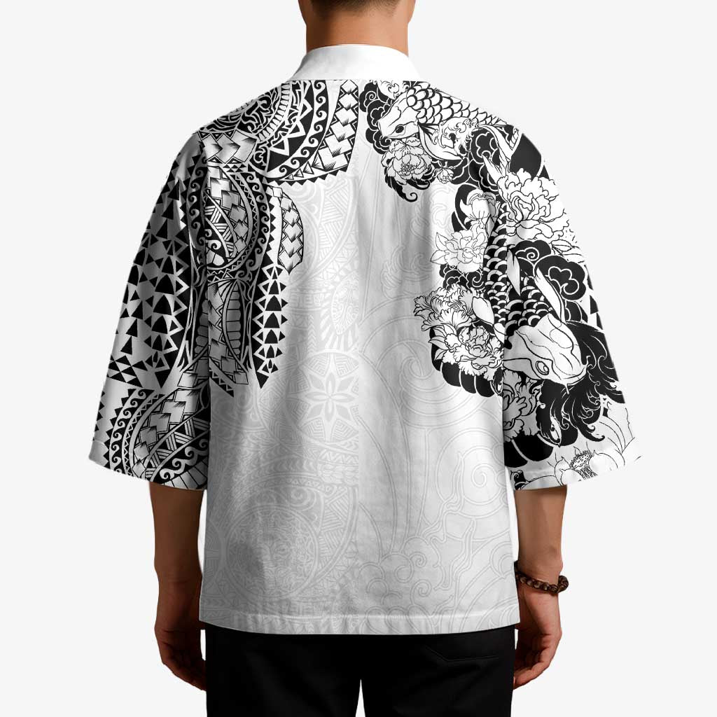 Japanese Irezumi and Hawaiian Polynesian Art Tattoo Kimono White Color LT03 - Polynesian Pride
