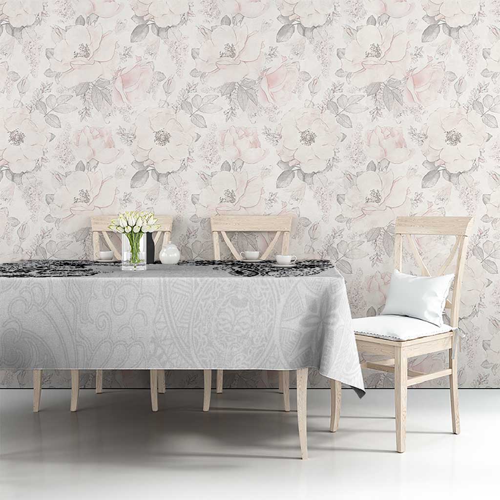 Japanese Irezumi and Hawaiian Polynesian Art Tattoo Tablecloth White Color - Polynesian Pride