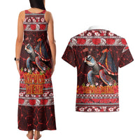 Hawaii KaʻUla Wena Volcano Turtle Couples Matching Tank Maxi Dress and Hawaiian Shirt Lava and Tropical Plants Tribal Pattern