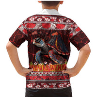 Hawaii KaʻUla Wena Volcano Turtle Family Matching Mermaid Dress and Hawaiian Shirt Lava and Tropical Plants Tribal Pattern