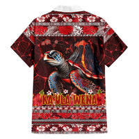 Hawaii KaUla Wena Volcano Turtle Family Matching Short Sleeve Bodycon Dress and Hawaiian Shirt Lava and Tropical Plants Tribal Pattern LT03 - Polynesian Pride