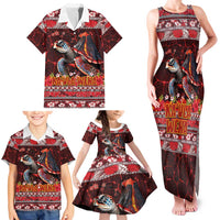 Hawaii KaUla Wena Volcano Turtle Family Matching Tank Maxi Dress and Hawaiian Shirt Lava and Tropical Plants Tribal Pattern LT03 - Polynesian Pride
