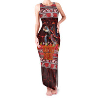 Hawaii KaUla Wena Volcano Turtle Family Matching Tank Maxi Dress and Hawaiian Shirt Lava and Tropical Plants Tribal Pattern LT03 Mom's Dress Red - Polynesian Pride
