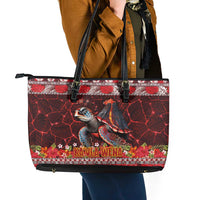Hawaii KaUla Wena Volcano Turtle Leather Tote Bag Lava and Tropical Plants Tribal Pattern LT03 - Polynesian Pride