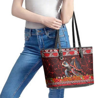 Hawaii KaUla Wena Volcano Turtle Leather Tote Bag Lava and Tropical Plants Tribal Pattern LT03 - Polynesian Pride
