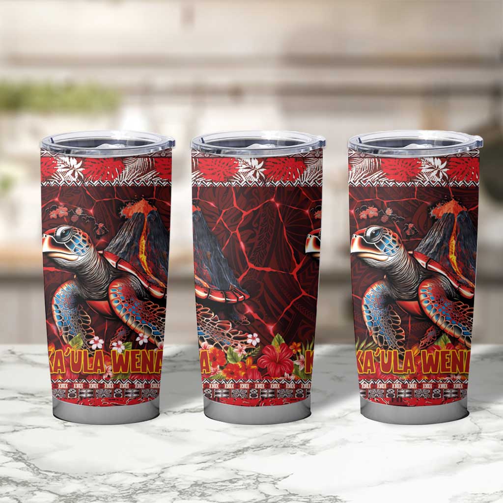 Hawaii KaUla Wena Volcano Turtle Tumbler Cup Lava and Tropical Plants Tribal Pattern LT03 - Polynesian Pride