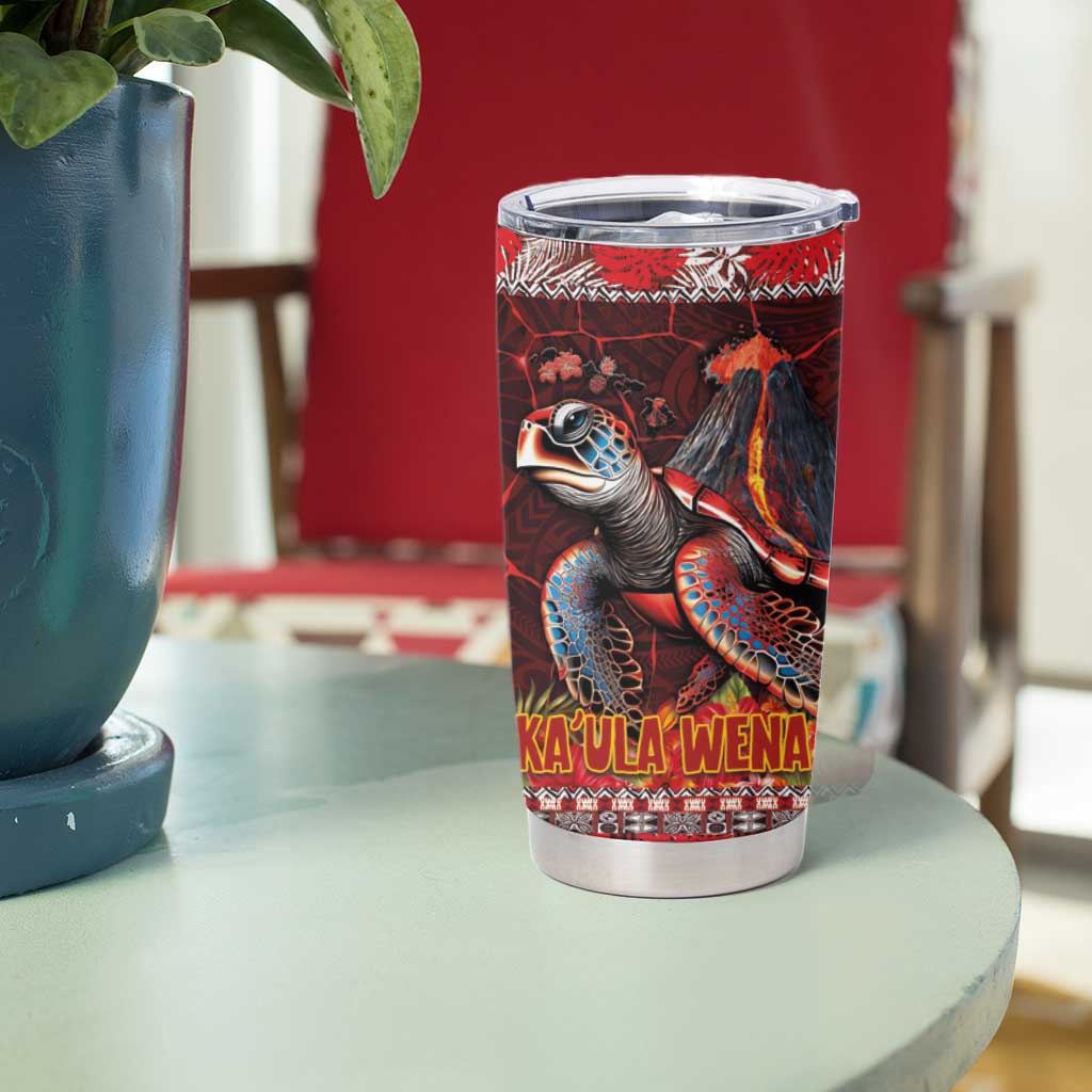 Hawaii KaUla Wena Volcano Turtle Tumbler Cup Lava and Tropical Plants Tribal Pattern LT03 - Polynesian Pride
