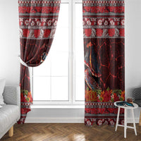 Hawaii KaʻUla Wena Volcano Turtle Window Curtain Lava and Tropical Plants Tribal Pattern