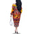 Hawaii KaʻUla Wena Octopus Family Matching Off The Shoulder Long Sleeve Dress and Hawaiian Shirt Oceanic Red with Corals and Tropical On Sunset Landscape