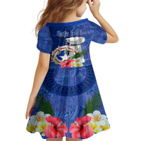 Northern Mariana Islands Hafa Adai Latte Stone Family Matching Puletasi and Hawaiian Shirt Blue Color LT03 - Polynesian Pride