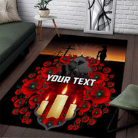 Custom New Zealand and Australia ANZAC Day Area Rug Gallipoli and Canlelight Lest We Forget LT03 Black - Polynesian Pride