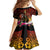 Papua New Guinea Bird-of-Paradise Kid Short Sleeve Dress Hibiscus and Kundu Drum Tribal Pattern LT03 - Polynesian Pride