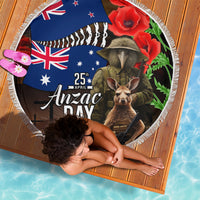 New Zealand and Australia ANZAC Day Beach Blanket National Flag mix Kiwi Bird and Kangaroo Soldier Style LT03 - Polynesian Pride