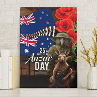 New Zealand and Australia ANZAC Day Canvas Wall Art National Flag mix Kiwi Bird and Kangaroo Soldier Style LT03 Without Frame Black - Polynesian Pride