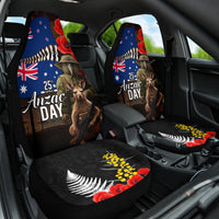 New Zealand and Australia ANZAC Day Car Seat Cover National Flag mix Kiwi Bird and Kangaroo Soldier Style LT03 One Size Black - Polynesian Pride