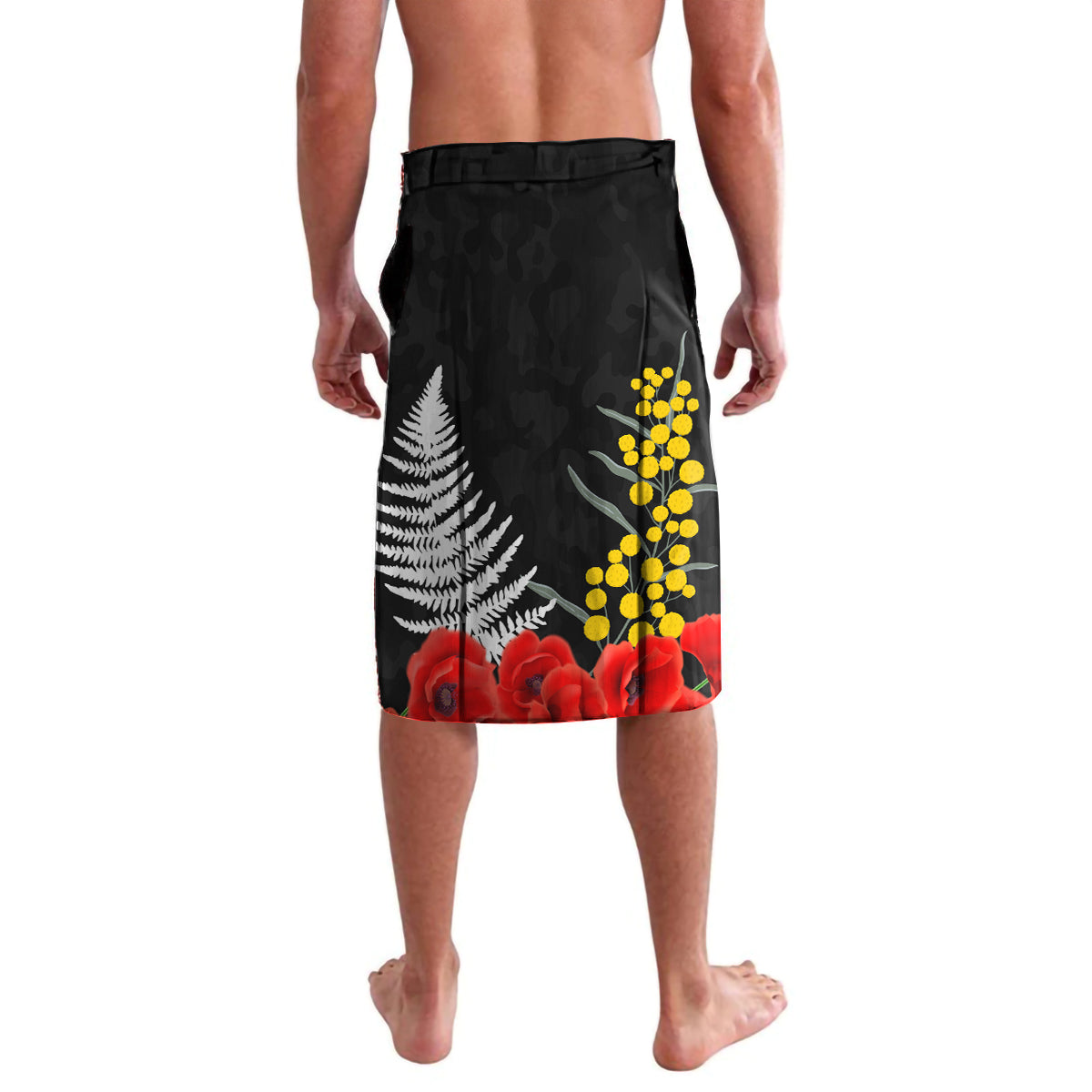 New Zealand and Australia ANZAC Day Lavalava National Flag mix Kiwi Bird and Kangaroo Soldier Style LT03 - Polynesian Pride
