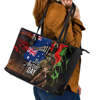 New Zealand and Australia ANZAC Day Leather Tote Bag National Flag mix Kiwi Bird and Kangaroo Soldier Style LT03 - Polynesian Pride