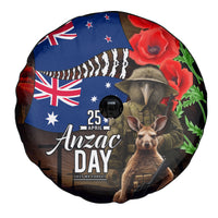 New Zealand and Australia ANZAC Day Spare Tire Cover National Flag mix Kiwi Bird and Kangaroo Soldier Style LT03 - Polynesian Pride