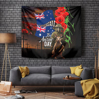New Zealand and Australia ANZAC Day Tapestry National Flag mix Kiwi Bird and Kangaroo Soldier Style LT03 - Polynesian Pride