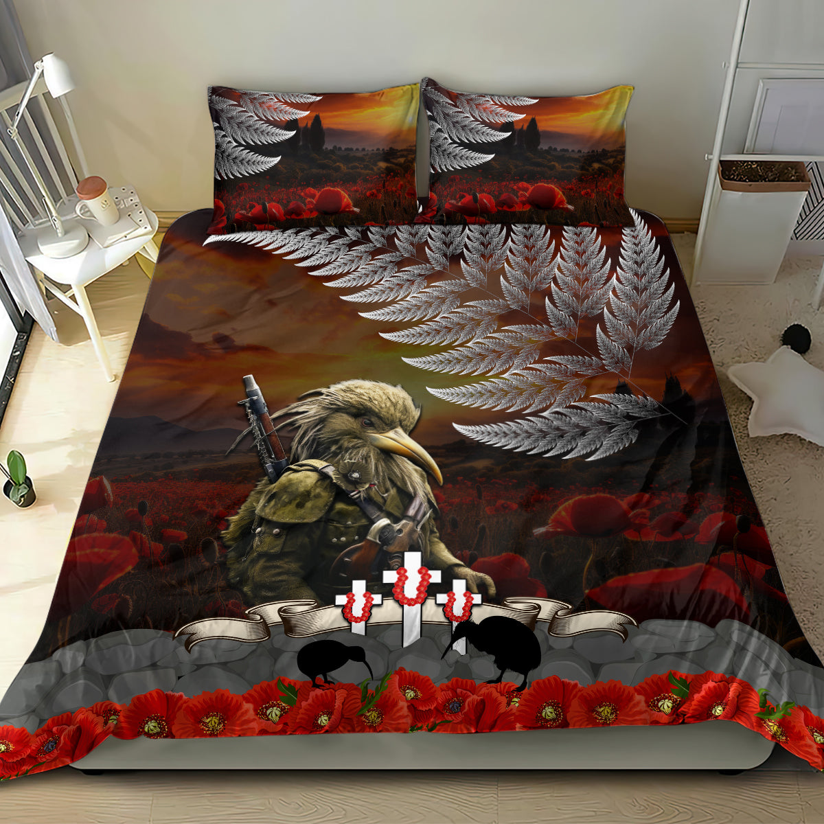 New Zealand ANZAC Day Bedding Set The Ode of Remembrance and Silver Fern