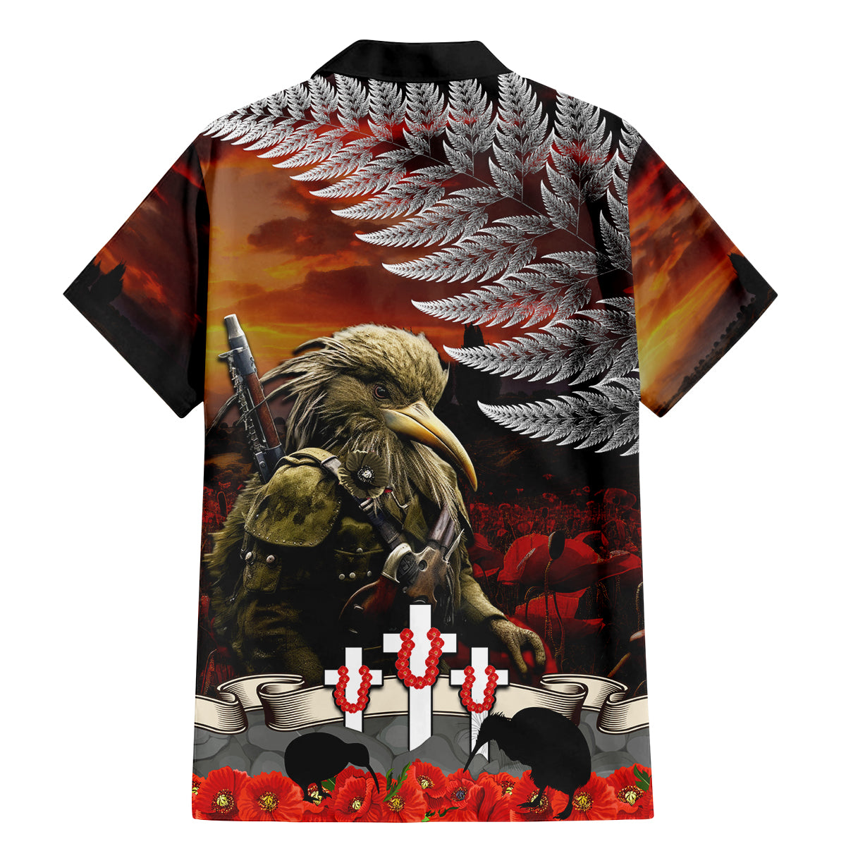 New Zealand ANZAC Day Family Matching Mermaid Dress and Hawaiian Shirt The Ode of Remembrance and Silver Fern LT03 - Polynesian Pride