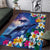 Hawaiian Lei Day Plumeria Humpback Whales Area Rug Polynesian Art Vibrant Starry Nebula Style