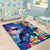 Hawaiian Lei Day Plumeria Humpback Whales Area Rug Polynesian Art Vibrant Starry Nebula Style