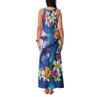 Hawaiian Lei Day Plumeria Humpback Whales Family Matching Tank Maxi Dress and Hawaiian Shirt Polynesian Art Vibrant Starry Nebula Style LT03 - Polynesian Pride