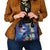 Hawaiian Lei Day Plumeria Humpback Whales Shoulder Handbag Polynesian Art Vibrant Starry Nebula Style