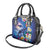 Hawaiian Lei Day Plumeria Humpback Whales Shoulder Handbag Polynesian Art Vibrant Starry Nebula Style